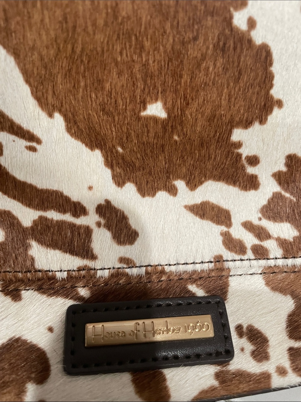 House of Harlow 1960 Brown and White Genuine Cowhide-Hobo Shoulder Bag - Picture 7 of 10